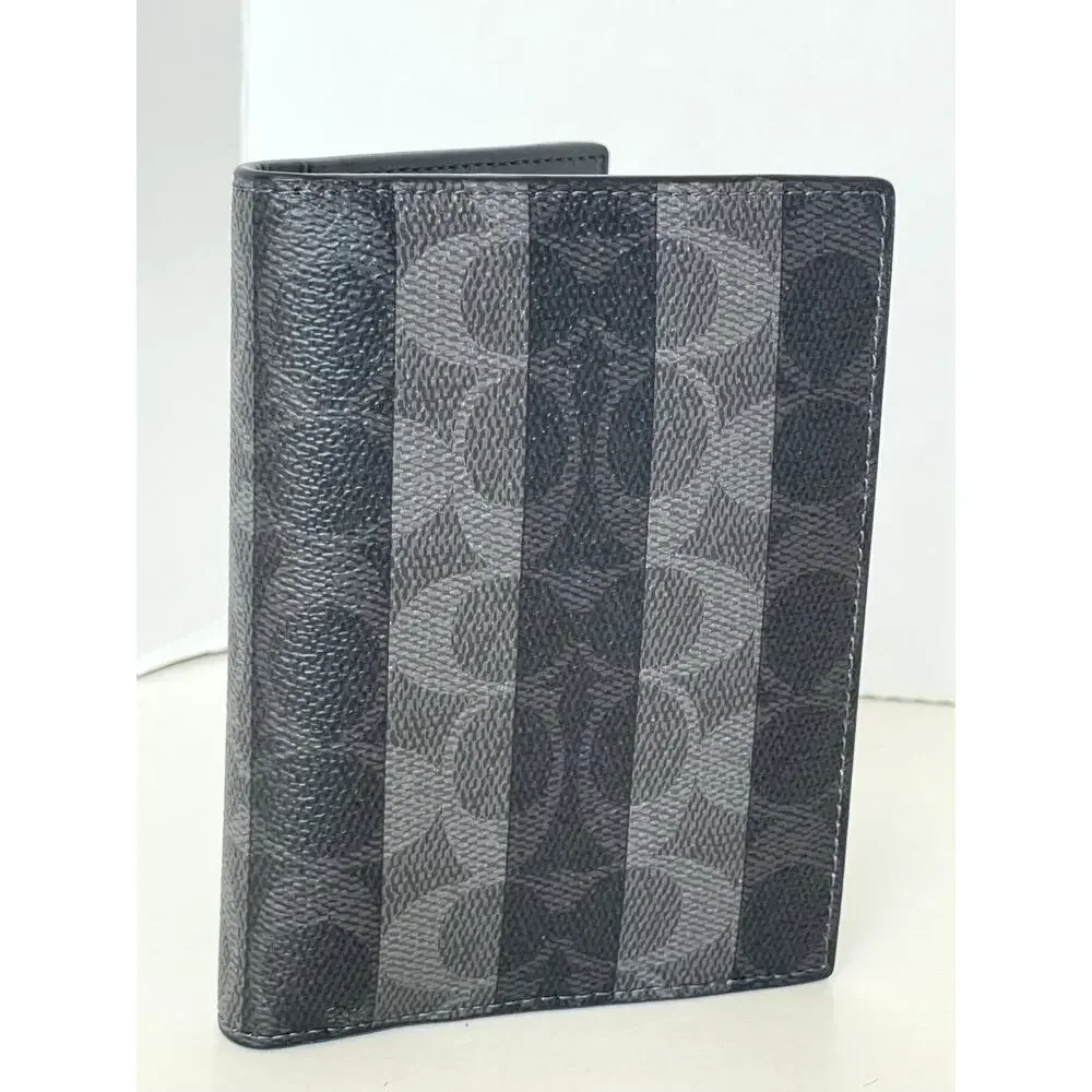 Coach Passport Card Case Signature Canvas Stripe Wallet CEB77